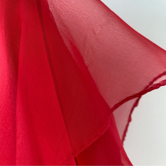 Vintage Miss Elliette Cascading Ruffles Maxi Dress Evening Gown Red 6 - Picture 12 of 16